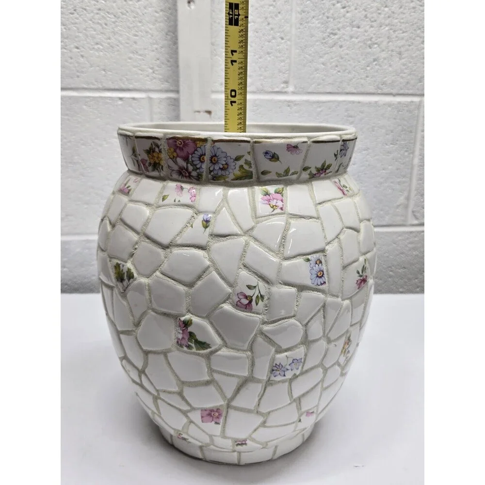 Mosaic Tile Vase Vintage 9.75